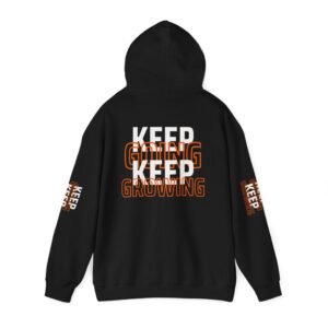 "Keep Going, Keep Growing" Motivational Hooded Sweatshirt | Unisex Hoodie for Fitness Casual Style