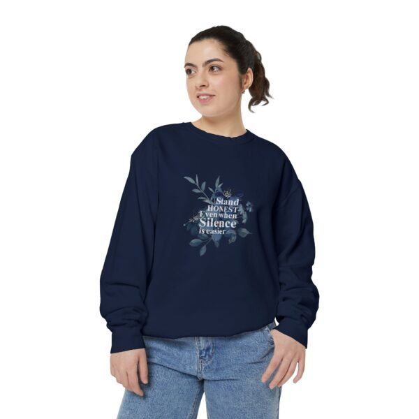 Unisex Garment-Dyed Sweatshirt - Stand Honest, Cozy Inspirational Winter Wear - Image 2